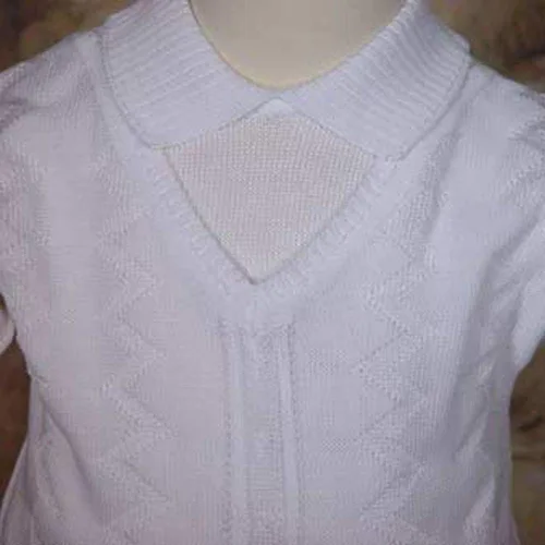 Vista 2 de Traje de bautizo blanco de dos piezas de punto 100% algodón para niños