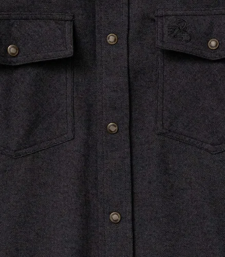 Vista 7 de Legendary Whitetails Camisa de franela para hombre, tipo vaquera, con botones, de algodón cepillado negro espiga