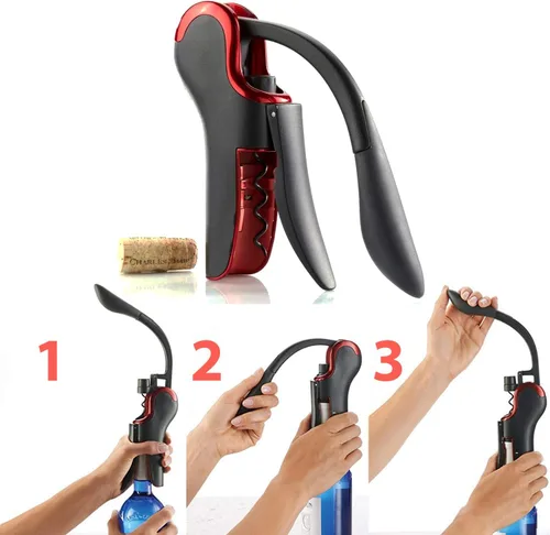 Vista 5 de KEISSCO Abrebotellas de vino Sacacorchos vertical compacto Abrebotellas de vino con cortador de lámina incorporado
