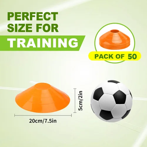 Vista 2 de Ashsajkd Juego de 25/50/100 conos de fútbol de agilidad con bolsa de transporte y para conos de fútbol para entrenamiento, fútbol, baloncesto
