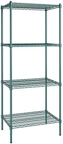 Vista 141 de Kit de 4 estantes de epoxi verde NSF de 21 x 72 pulgadas con postes de 86 pulgadas, estantería de almacenamiento resistente, kit de estantería