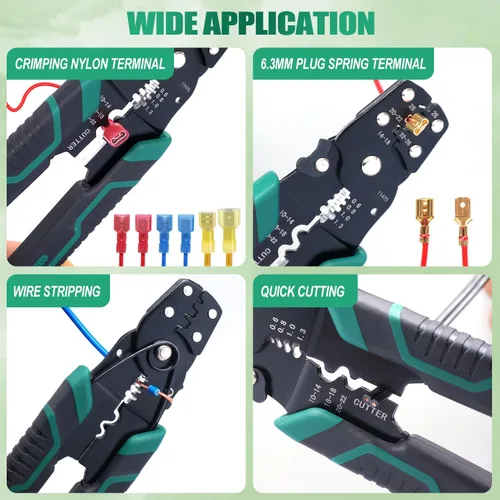 Vista 6 de Twidec/Herramienta de crimpado de alambre con pelacables y cortador, alicates de crimpado multifuncionales, alicates de terminal para conectores
