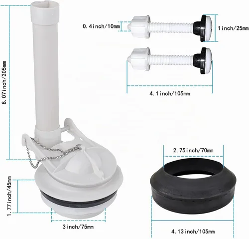 Vista 2 de Kit de reemplazo de válvula de descarga de 3 pulgadas con junta y tornillos, compatible con el inodoro de dos piezas estándar americano