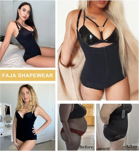 Vista 5 de SHAPERX Faja moldeadora colombiana de control del abdomen, modelador de figura con cremallera, body con torso abierto