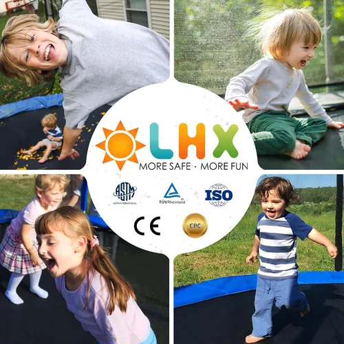 Vista 8 de LHX Trampolín de 8, 10, 12, 14, 15, 16 pies, para exteriores, 1500 libras con aro de baloncesto, trampolín grande y resistente para niños y adultos