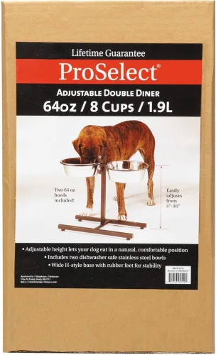 Vista 6 de ProSelect - Tazón ajustable de acero inoxidable para perros con dos cuencos de comida para mascotas