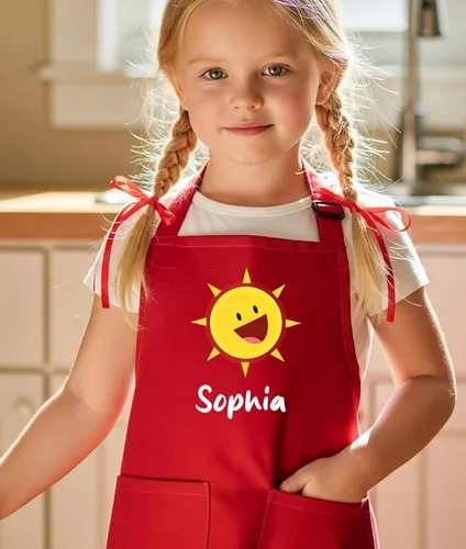 Vista 3 de Delantal con nombre personalizado para niños con sombrero de chef, delantal impermeable para cocinar, hornear, arte, pintura, regalo de cumpleaños