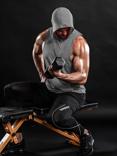 Vista 6 de DRSKIN Paquete de 2 o 1 camiseta sin mangas con capucha para hombre, culturismo, corte muscular, sin mangas, para entrenamiento de gimnasio