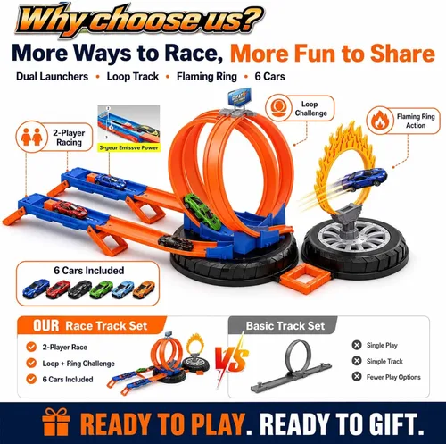 Vista 8 de 2026 All New Stunt Race Car Track Set for Kids 4-8