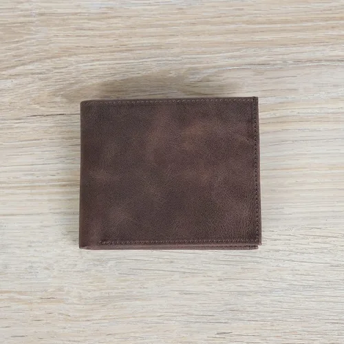 Vista 7 de Customizable Genuine Leather Bifold Wallet, Minimalist Custom Mens Card Holder Wallet (Dark Brown)