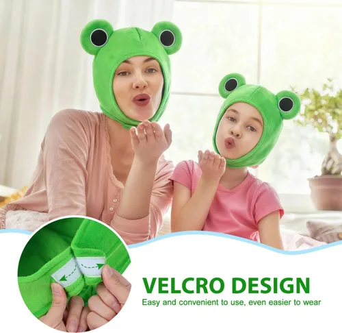 Vista 3 de Amosfun Sombrero de rana de felpa para adulto, divertido sombrero de animal de felpa con ojos grandes, lindo accesorio de disfraz de rana