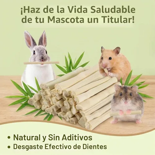 Vista 2 de Sukh - Palitos masticables de conejo de 8.47 oz, masticable de bambú dulce natural para animales pequeños