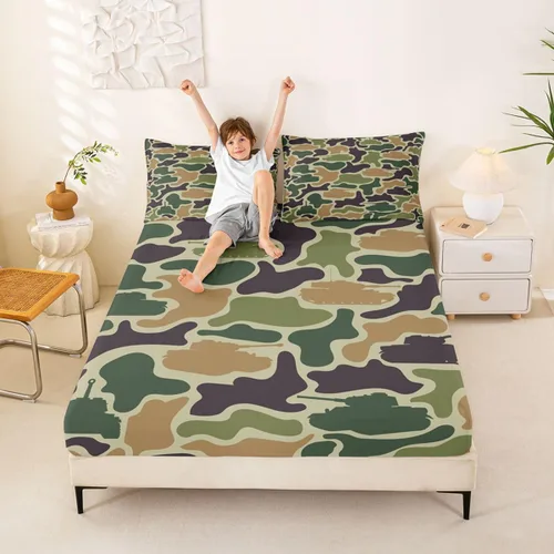 Vista 58 de Erosebridal Camouflage Sheets for Boys Girls Game Console Fitted Sheet,3D Gamer Controller Kids Bedding Sets Army Camo Bed Sets Twin 2 Piece Army