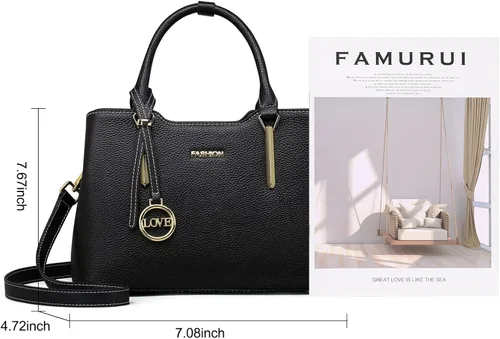 Vista 5 de SENDEFN Bolso de cuero con asa superior para mujer bolso de hombro