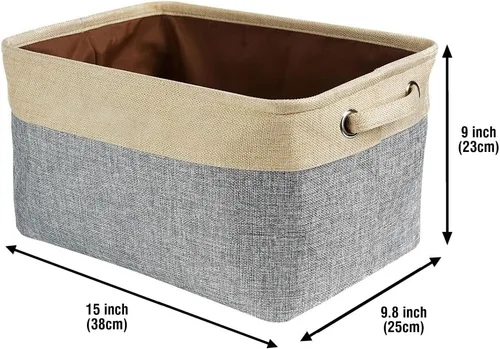 Vista 6 de Cesta de almacenamiento plegable personalizada con un bonito perro Bulldog inglés, plegable, de tela resistente, cubo de almacenamiento para Gris
