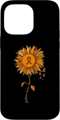 Vista 21 de Funda para iPhone 17 con cinta naranja y girasol de conciencia sobre la leucemia