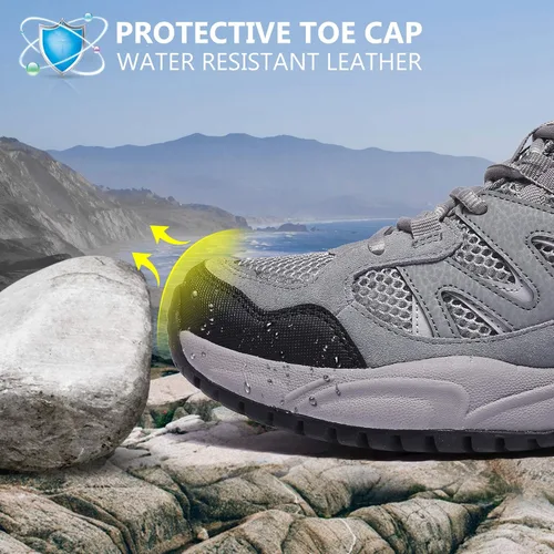 Vista 4 de CAMELSPORTS Zapatos de senderismo para hombre, ligeros, antideslizantes, transpirables, zapatos bajos para caminar, senderismo, escalada