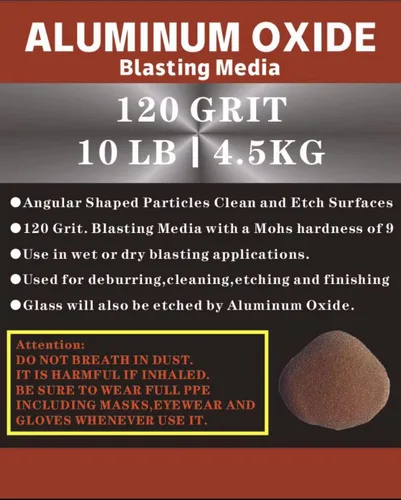 Vista 3 de Óxido de aluminio – 10 libras – Medios abrasivos de chorro de arena media a fina para gabinetes de voladura o pistolas de granallado. Grano #120
