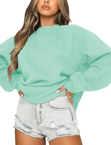 Vista 3 de Orchidays Sudadera casual con cuello redondo para mujer, manga larga, holgada, para otoño