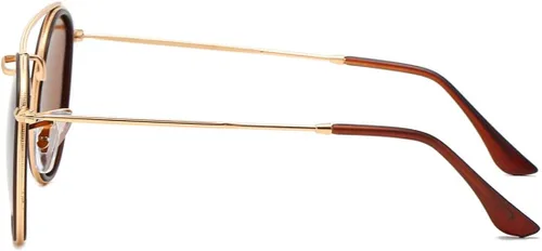 Vista 3 de ZLJSHIHOI -Gafas de sol polarizadas redondas para mujer - Gafas de sol unisex de doble puente