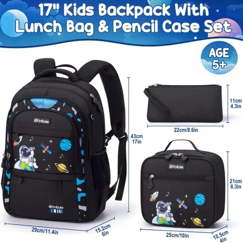 Vista 2 de Fimibuke Mochila infantil para niños, mochila espacial impermeable con caja A1.space Negro