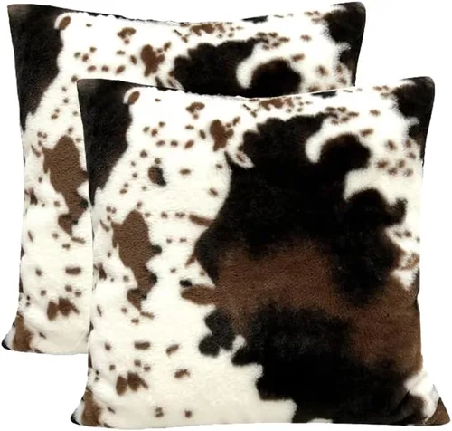 Vista 14 de TOMWISH Juego de 2 fundas de almohada de 16 x 16 pulgadas, diseño de vaca blanca y negra, fundas decorativas para el hogar, cama, sofá, sala