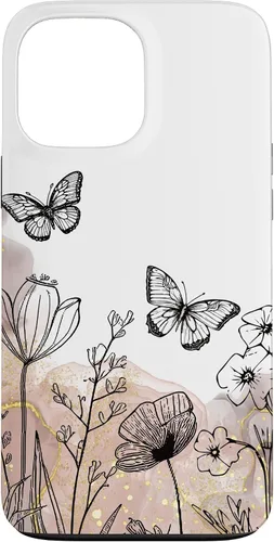 Vista 22 de iPhone 11 Minimal Flowers Butterflies Boho Floral Lindo Estético Funda