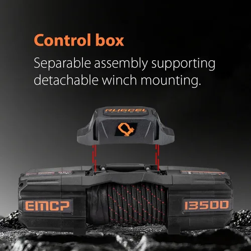 Vista 10 de RUGCEL WINCH Cabrestante EMCP de 12V 13500lb Nuevo Cabrestante Eléctrico Impermeable de Cuerda Sintética para Jeep con Hawse Fairlead, Control