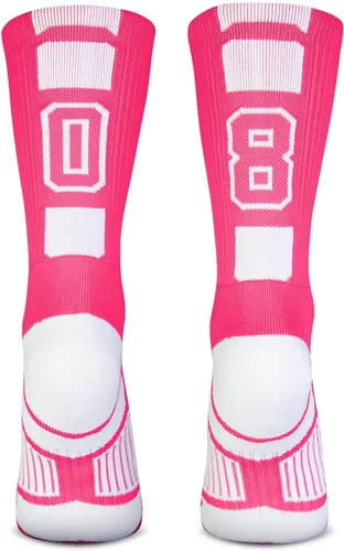 Vista 17 de ChalkTalkSPORTS Calcetines de equipo personalizados - Calcetines con números rosados Elige tu número