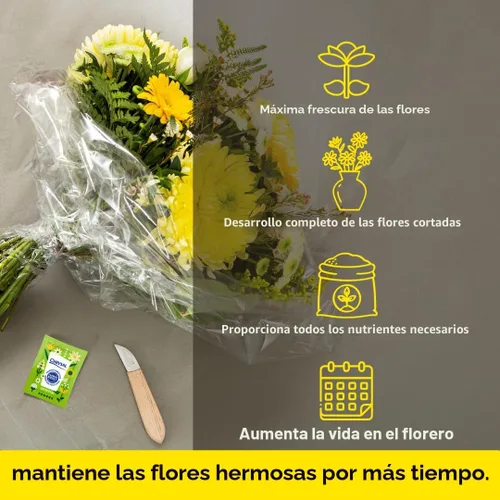 Vista 3 de Chrysal Paquetes de comida de flores transparentes - Paquete individual - Arreglos florales y ramos - Suministros florales para flores frescas