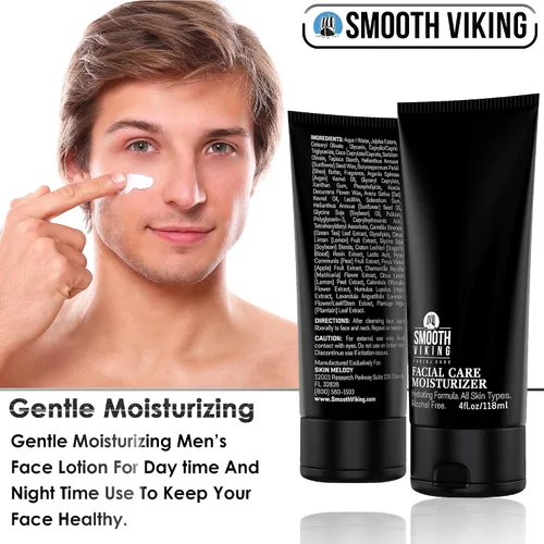 Vista 4 de Smooth Viking - Hidratante facial para hombre, loción facial hidratante diaria, 4 onzas, crema facial sin alcohol para pieles sensibles, secas