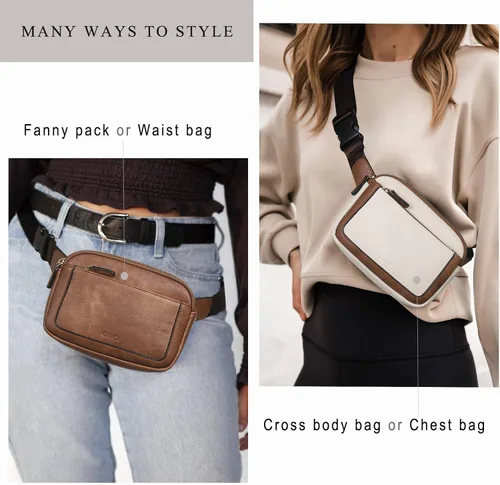 Vista 6 de CLUCI Riñonera para mujer, mini bolsa cruzada en todas partes, correa ajustable, piel vegana para mujer