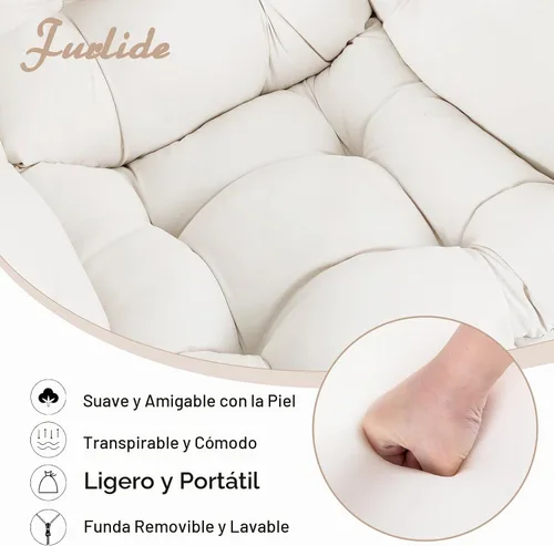 Vista 9 de Furlide Silla Perezosa con Otomana, Cómoda Silla de Salón con Brazos de Tela Acentuada con Almohada Lumbar y Reposapiés Plegable, Silla Sofá de Beige