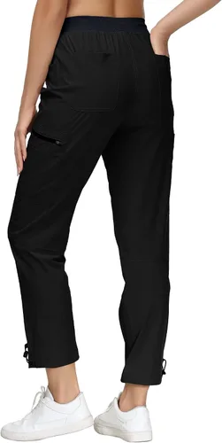 Vista 3 de MoFiz Pantalones de senderismo para mujer, ligeros, de secado rápido, con bolsillos con cremallera