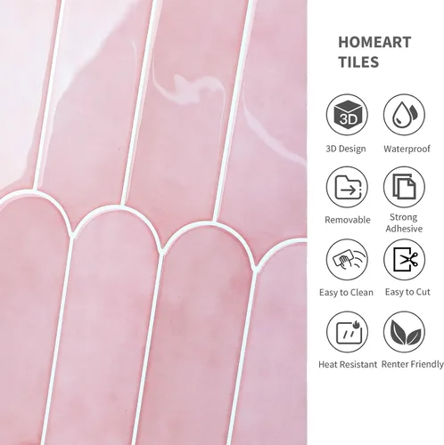 Vista 5 de Protector contra salpicaduras de color rosa, azulejos autoadhesivos de plumas para pared, apto para inquilinos, para cocina, baño, lavandería