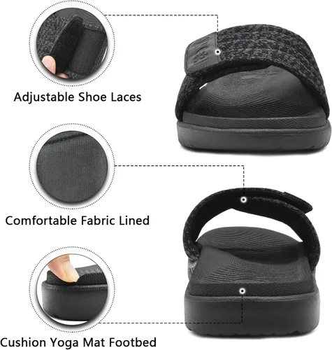 Vista 3 de ONCAI Sandalias deportivas para hombre con puntera abierta, correas ajustables, ortopédicas para fascitis plantar, con plantilla de soporte de arco