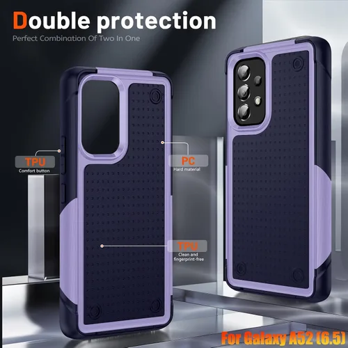 Vista 5 de Funda resistente para Samsung Galaxy A52(5G) de 6.5 pulgadas, 4 esquinas con bolsas de aire [protección contra caídas de 12 pies], agarre