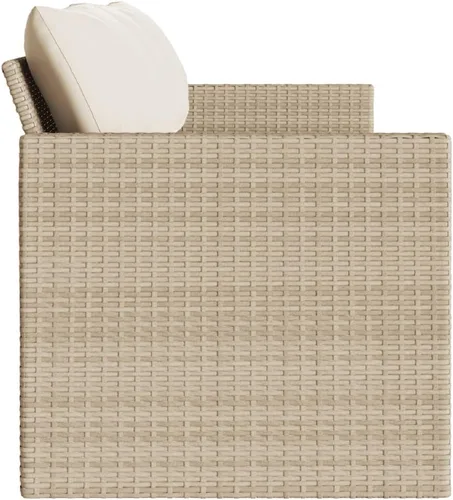 Vista 5 de 3-Seater Patio Sofa Outdoor Poly Rattan Couch Beige