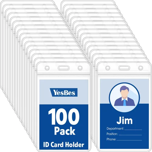 Vista 7 de 100 soportes horizontales para tarjetas de identificación, extra grueso, con cremallera resellable, soporte impermeable para tarjetas