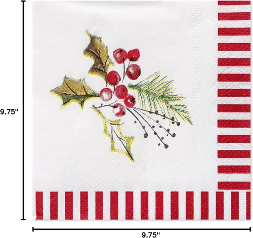 Vista 5 de American Greetings 50 servilletas de bebidas de 5 pulgadas x 5 pulgadas por Kathy Davis, suministros para fiestas de Navidad