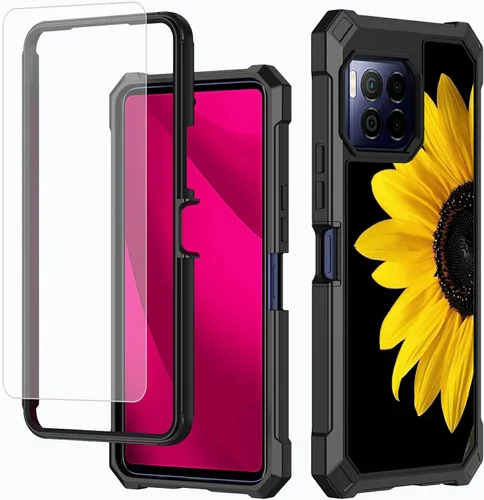 Vista 13 de Funda para T-Mobile Revvl 7 de 6.6 pulgadas con protector de pantalla, policarbonato duro de doble capa resistente y TPU suave a prueba de golpes