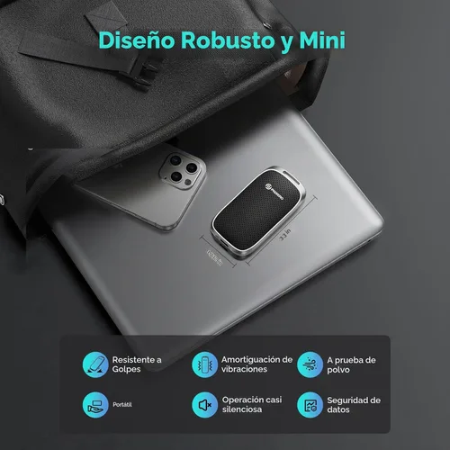 Vista 3 de PHIXERO P5 SSD portátil externo de 1 TB - Disco duro externo de 5 Gbps con USB C a C 2 en 1 y cable USB C a A para PC, Mac, PS5, Xbox, antigolpes