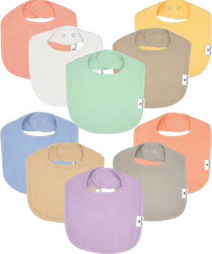 Vista 10 de Diaper Squad 10-Pack Organic Cotton Baby Bibs for Baby Boy, Girl Pastel