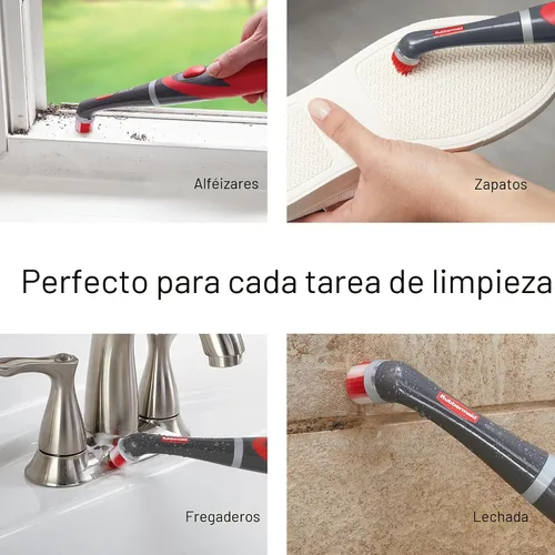 Vista 6 de Cepillo de limpieza Rubbermaid Reveal Power Scrubber con cabezal multiusos, cepillo de limpieza eléctrico inalámbrico con batería, resistente al
