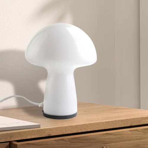 Vista 10 de Lámpara de hongo NOTOC, lámpara de mesa de vidrio regulable, lámpara de mesa estilo vintage, lámpara de escritorio y mesita de noche de rayas rosas