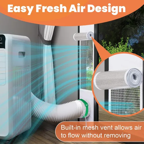 Vista 4 de GCGOODS Kit de ventilación de puerta de CA con protector de hojas de malla para aire acondicionado portátil, kit de sellado de ventana