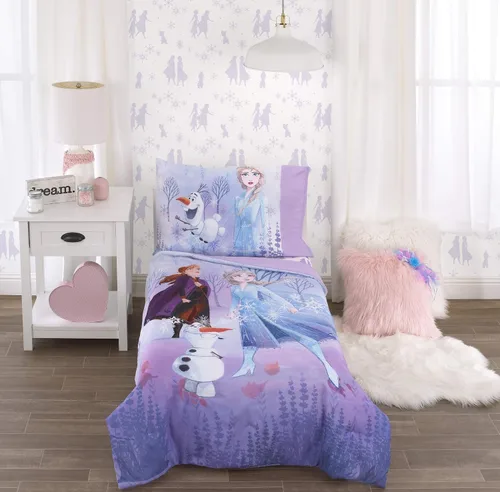 Vista 11 de Disney Ariel Sea Garden - Juego de cama para niños pequeños de 4 piezas - Edredón, sábana bajera, sábana encimera, funda de almohada reversible