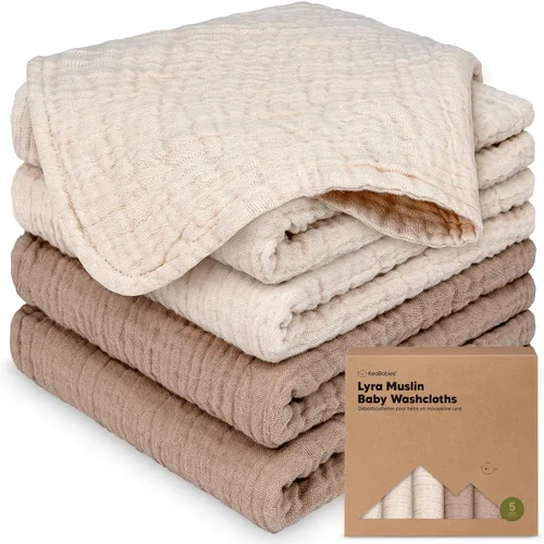 Vista 18 de Paquete de 5 paños de muselina para recién nacidos, 12 x 12 pulgadas, suaves y absorbentes, de muselina de algodón orgánico, para bebés, niñas