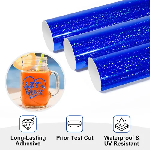 Vista 3 de TECKWRAP Vinilo holográfico permanente cromado metálico azul brillante, 1 x 5 pies