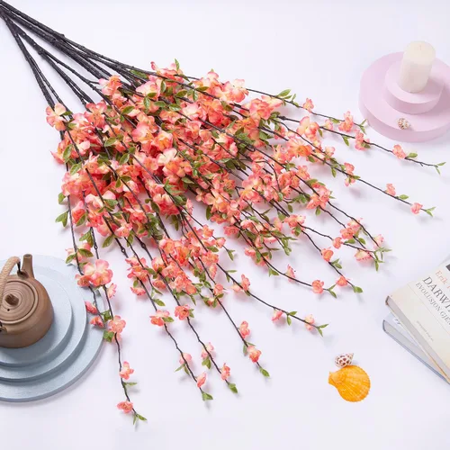 Vista 6 de [Usado] Ammyoo 4 piezas de flores artificiales de cerezo para decoración de primavera en interiores, ramas de melocotón de tallo largo sintético